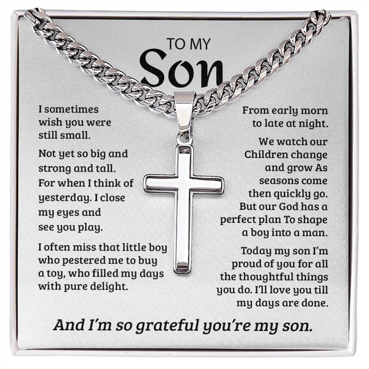 My Son| I'm So Grateful - Cuban Link with Cross Chain